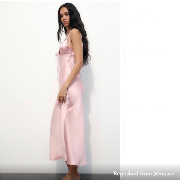 Zara SATIN EFFECT CUT OUT DRESS NWT - Picture 12 of 13